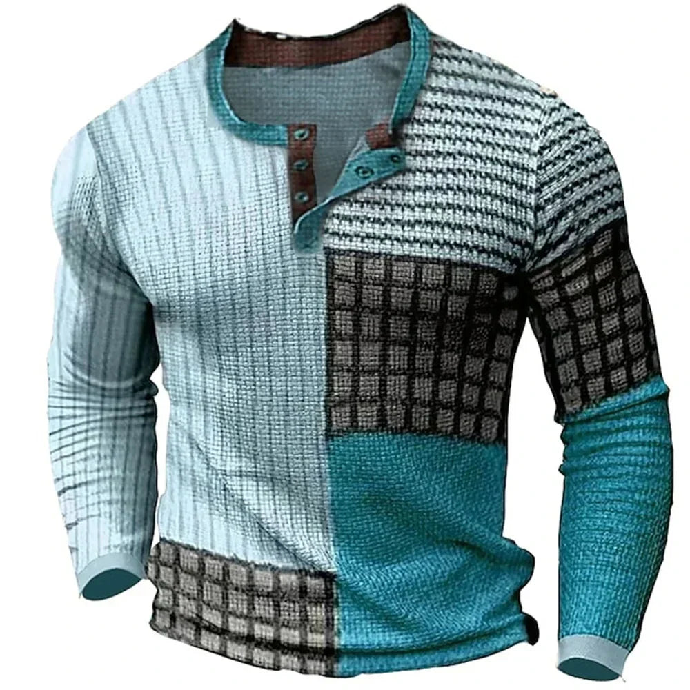 Fabien | T-shirt Manches Longues Patchwork Élégant