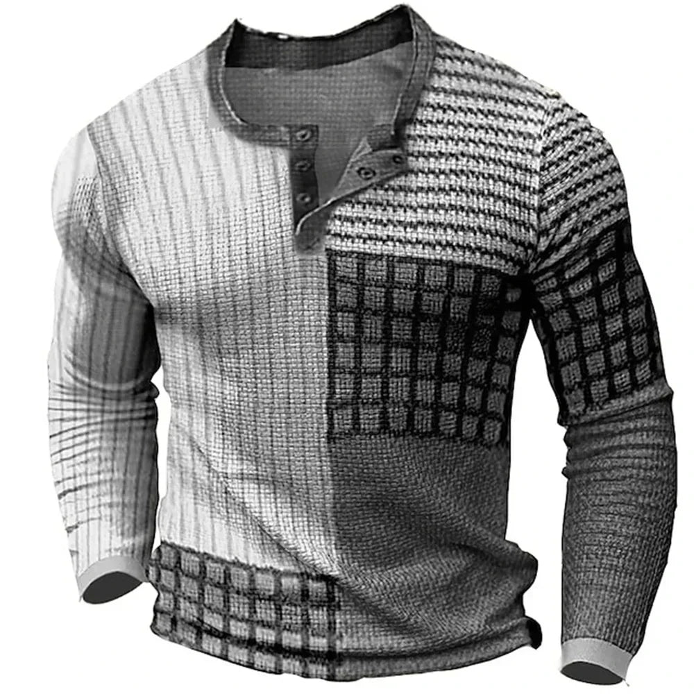 Fabien | T-shirt Manches Longues Patchwork Élégant