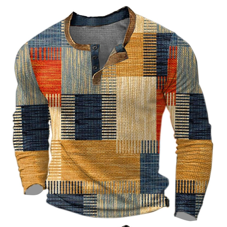 Fabien | T-shirt Manches Longues Patchwork Élégant