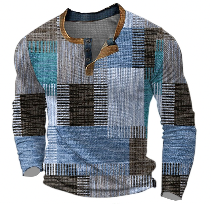 Fabien | T-shirt Manches Longues Patchwork Élégant