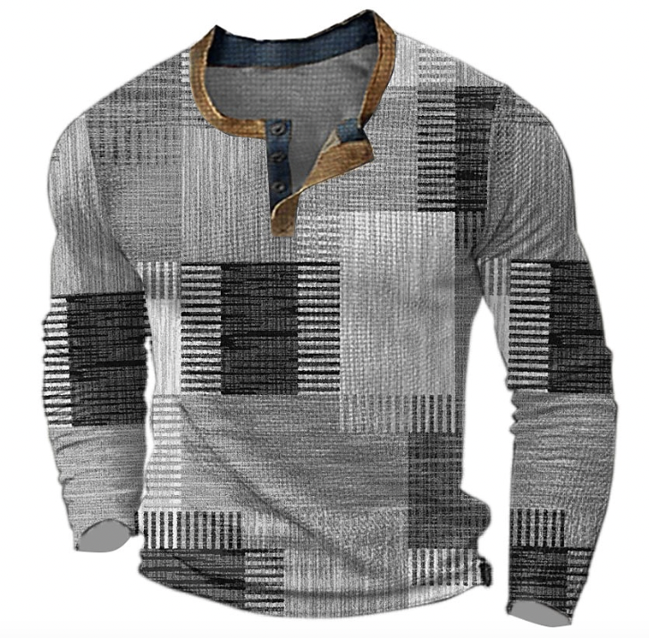 Fabien | T-shirt Manches Longues Patchwork Élégant